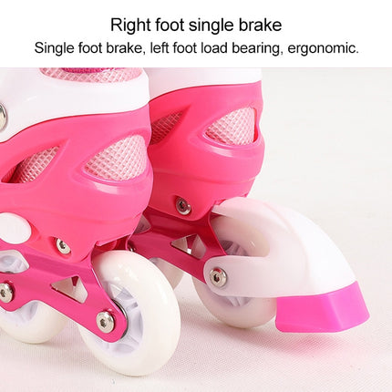 Children Flash Single-row Roller Skates Skating Shoes, Single Flash, Size : M(Pink)-garmade.com