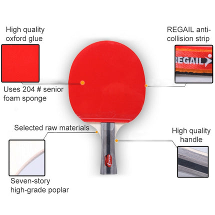 REGAIL 8020 2 in 1 Short Handle Penhold Ping Pong Racket + Ping Pong Ball Set for Training-garmade.com