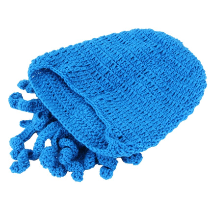 Amurleopard Unisex Barbarian Knit Beanie Octopus Tentacle Cap Winter Warm Face Mask Crochet Hat(Blue)-garmade.com