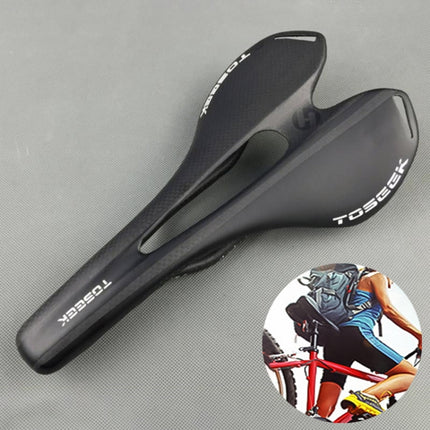 TOSEEK Road Bike Carbon Fiber Seat Bicycle Hollow Seat Saddle, 3K Texture + Extinction(Black)-garmade.com