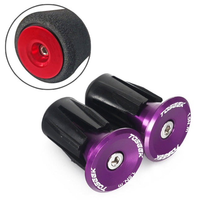 TOSEEK 1 Pair Mountain Bike Handlebar Grips Caps End Plug Aluminum Alloy Bicycle Bar Ends Plug (Purple)-garmade.com