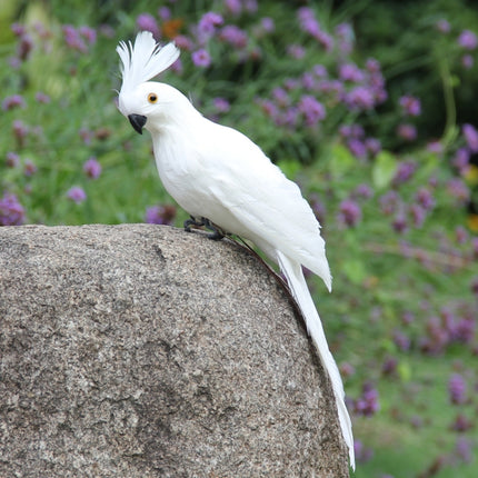 25cm Simulation Parrot Simulation Macaw Horticultural Decoration (White)-garmade.com