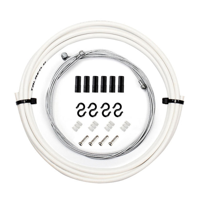 7 in 1 Mushroom Head PVC Brake Cable Tube Set for Road Bike (White)-garmade.com