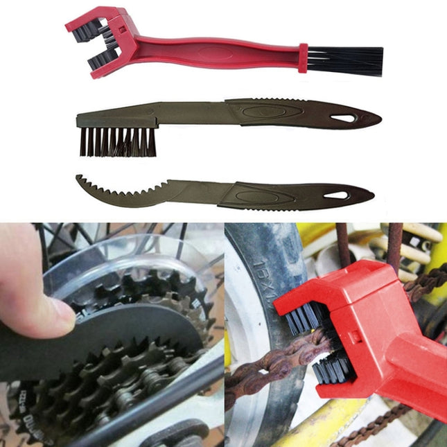 2 Set Bicycle Chain Cleaning Brush Flywheel Cleaning Tools Crankset Brush Cleaning Chain Wheel Set Brush (Red)-garmade.com