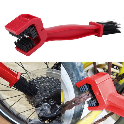 2 Set Bicycle Chain Cleaning Brush Flywheel Cleaning Tools Crankset Brush Cleaning Chain Wheel Set Brush (Red)-garmade.com