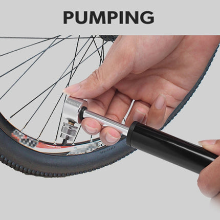 Manual Mini Portable Bicycle Aluminum Alloy Pump+ Glue-free Tire Patch + Fish-shaped Tire Lever (Black)-garmade.com