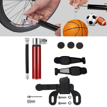 Manual Mini Portable Bicycle Aluminum Alloy Pump + Plastic glue-free tire patch + Tire lever (Red)-garmade.com