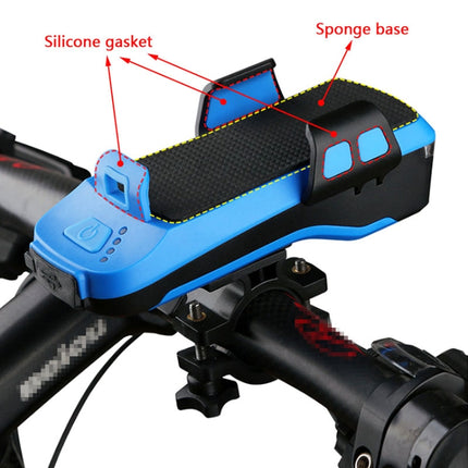 USB Charging Bicycle Light Front Handlebar Led Light ， with Holder & Electric Horn，2400mAh Battery(Blue)-garmade.com