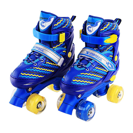 Children Full-flash White Double-row Roller Skates Skating Shoes, Double Row Wheel, Size : M(Blue)-garmade.com
