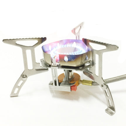 S187 Outdoor Portable Mini Stainless Steel Camping Stove Windproof Gas Stove (Silver)-garmade.com