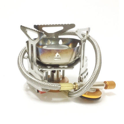 S187 Outdoor Portable Mini Stainless Steel Camping Stove Windproof Gas Stove (Silver)-garmade.com