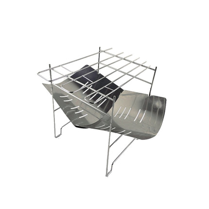Outdoor Camp Portable Folding Stainless Steel Barbecue Charcoal Grill (Silver)-garmade.com