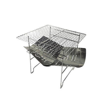 Outdoor Camp Portable Folding Stainless Steel Barbecue Charcoal Grill + Wire Mesh (Silver)-garmade.com