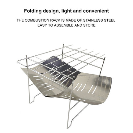 Outdoor Camp Portable Folding Stainless Steel Barbecue Charcoal Grill + Base Plate (Silver)-garmade.com