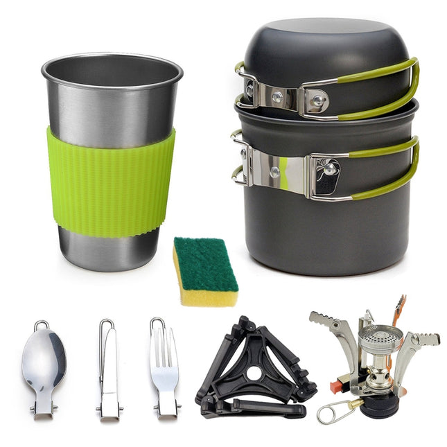 DS-101 Portable Outdoor Camping Cooking Set Picnic Boiler Cookware Combination (Black)-garmade.com
