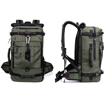 BANGE Oxford Cloth Backpack Travel Men Outdoor Large Capacity Luggage Bag Multifunctional Hiking Shoulders Bag(Army Green)-garmade.com