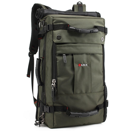 KAKA Large Capacity Backpack Men Travel Bag Leisure Student Waterproof Shoulders Bag with Lock(Green)-garmade.com