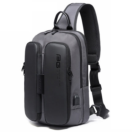 BANGE Fashion Casual Shoulder Bag Outdoor USB Chest Bag (Grey)-garmade.com