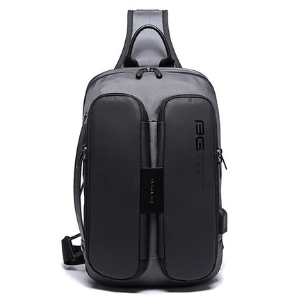 BANGE Fashion Casual Shoulder Bag Outdoor USB Chest Bag (Grey)-garmade.com