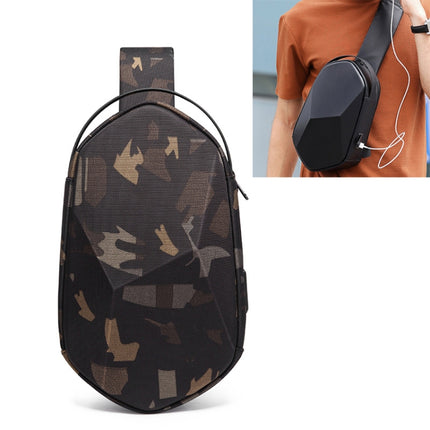 BANGE Chest Bag Men Shoulder Bag Hard Shell Polyhedron Messenger Bag (Camouflage)-garmade.com