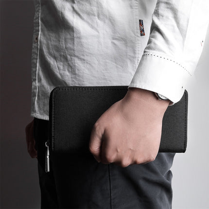 KAKA Men Long Wallet Oxford Cloth Hand Bag Simple Fashion Student Wallet(Black)-garmade.com
