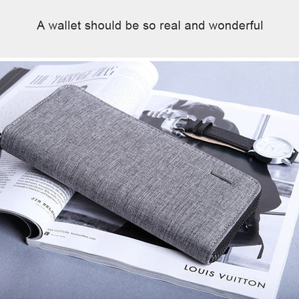 KAKA Men Long Wallet Oxford Cloth Hand Bag Simple Fashion Student Wallet(Grey)-garmade.com