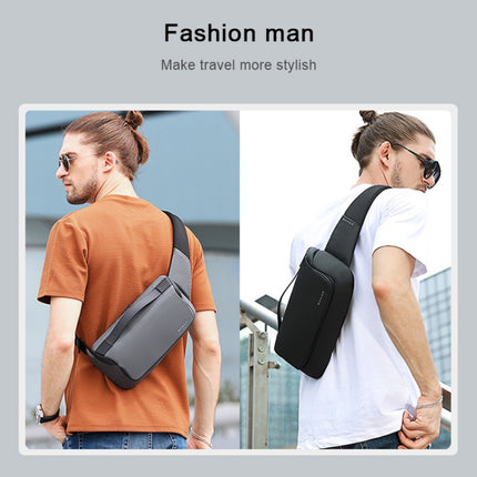 BANGE Sports Leisure Chest Bag Business Waist Bag Trendy Fashion Messenger Bag Shoulder Bag (Black)-garmade.com