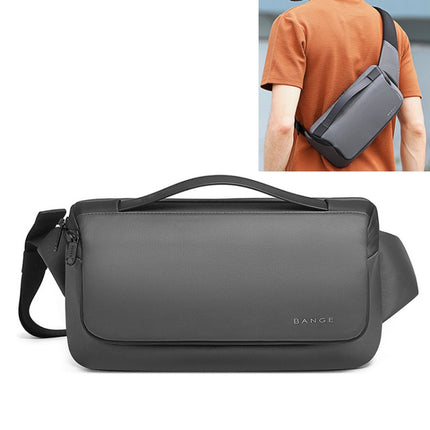 BANGE Sports Leisure Chest Bag Business Waist Bag Trendy Fashion Messenger Bag Shoulder Bag (Grey)-garmade.com