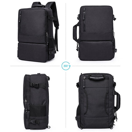 KAKA 16 inch Men Security Backpack Multifunctional Computer Bag Oxford Cloth Shoulders Bag (Black)-garmade.com