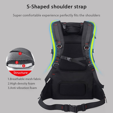 KAKA Large Capacity Travel Backpack Outdoor Oxford Cloth 55L Waterproof Mountaineering Shoulders Bag with Lock(Black)-garmade.com