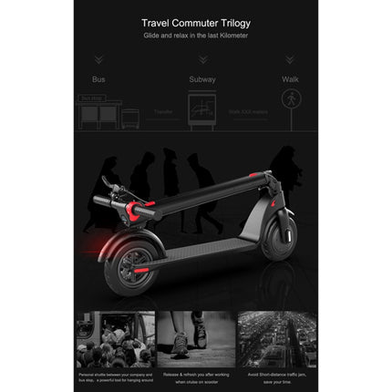 [US Warehouse] X7 Outdoor Waterproof Foldable Off-road Scooter with 10 inch Vacuum Tires & LCD Display & LED Lights & 6.4AH Lithium Battery, Load-bearing: 20-100kg (Black)-garmade.com