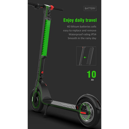 [US Warehouse] X8 Outdoor Waterproof Foldable Electric Scooter with 10 inch Vacuum Tires & LCD Display & LED Lights & 10AH Lithium Battery, Load-bearing: 20-100kg (Black)-garmade.com