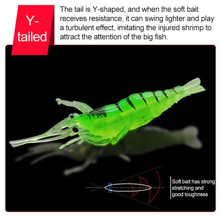 10 PCS 4cm Fishing Soft Artificial Shrimp Bait Lures Popper Poper Baits with Hook (Green)-garmade.com