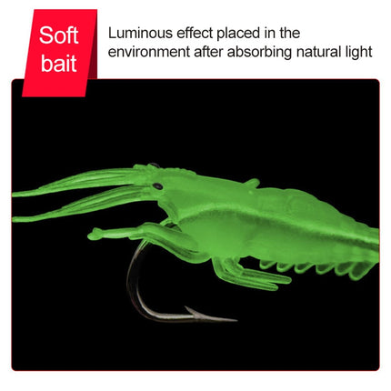 10 PCS 4cm Fishing Soft Artificial Shrimp Bait Lures Popper Poper Baits with Hook (Green)-garmade.com