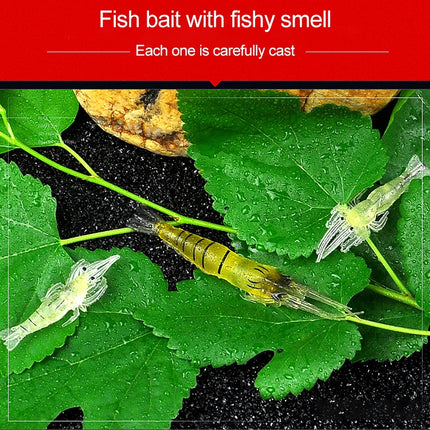 10 PCS 4cm Fishing Soft Artificial Shrimp Bait Lures Popper Poper Baits with Hook (Green)-garmade.com