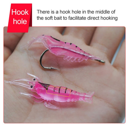 10 PCS 4cm Fishing Soft Artificial Shrimp Bait Lures Popper Poper Baits with Hook(Transparent)-garmade.com