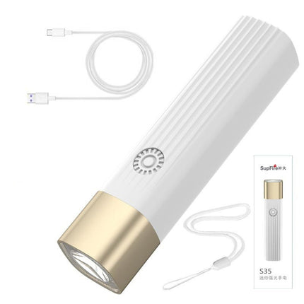 Portable Outdoor Camping USB Strong Light Small Flashlight LED Night Riding Light (White)-garmade.com