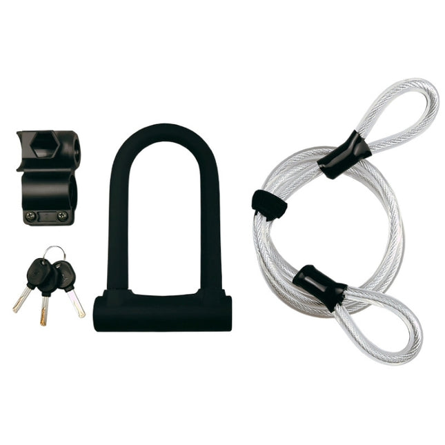 BIKERSAY BK020A Bicycle Anti-theft U-shaped Lock, With Wire Rope-garmade.com