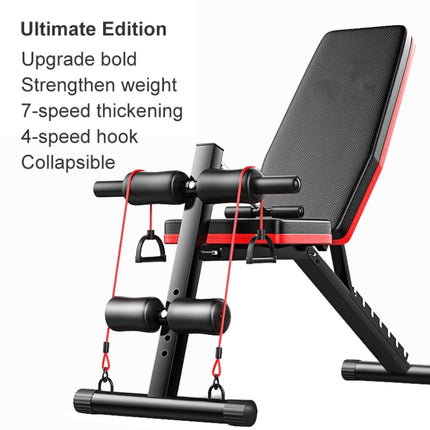 189-2 Ultimate Edition Household Folding Multifunctional Bold Main Frame Dumbbell Bench Sit-up Bench Weightlifting Bed with Pull Rope-garmade.com