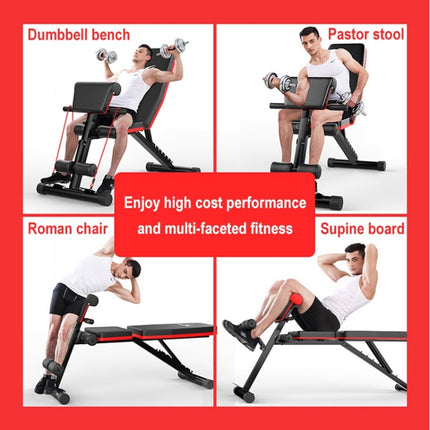 189-2 Ultimate Edition Household Folding Multifunctional Bold Main Frame Dumbbell Bench Sit-up Bench Weightlifting Bed with Pull Rope-garmade.com