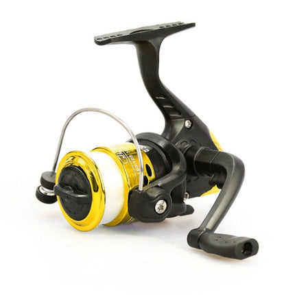JL200 Plating Plastic 3 Ball Bearings Handle Fishing Spinning Reel with Transparent Lines(Gold)-garmade.com