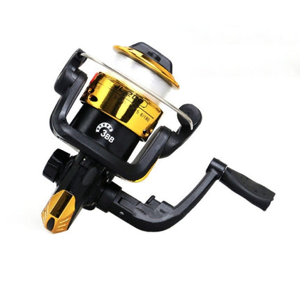 JL200 Plating Plastic 3 Ball Bearings Handle Fishing Spinning Reel with Transparent Lines(Gold)-garmade.com