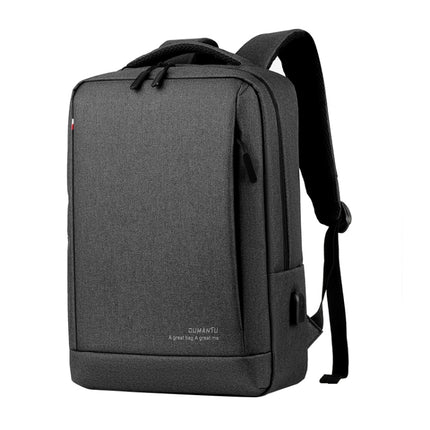OUMANTU 9003 Business Laptop Bag Oxford Cloth Large Capacity Backpack with External USB Port(Grey)-garmade.com
