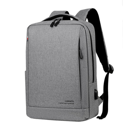 OUMANTU 9003 Business Laptop Bag Oxford Cloth Large Capacity Backpack with External USB Port(Light Grey)-garmade.com