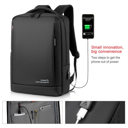 OUMANTU 9003 Business Laptop Bag Oxford Cloth Large Capacity Backpack with External USB Port(Light Grey)-garmade.com