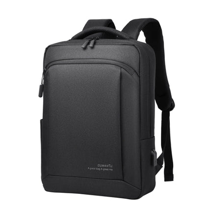 OUMANTU 9007 Business Laptop Backpack Oxford Cloth Large Capacity Schoolbag with External USB Port(Black)-garmade.com