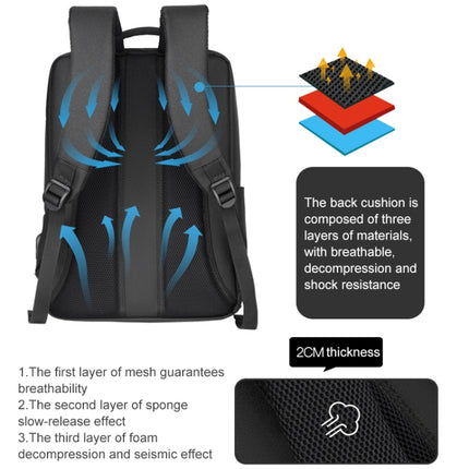 OUMANTU 9007 Business Laptop Backpack Oxford Cloth Large Capacity Schoolbag with External USB Port(Black)-garmade.com