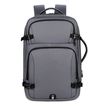OUMANTU 2023 Large Capacity Waterproof Laptop Backpack Business Travel Shoulders Bag with External USB Charging Port(Grey)-garmade.com