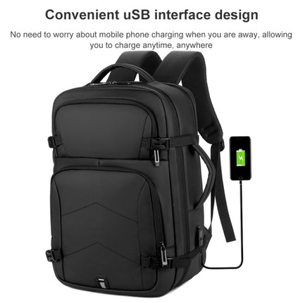 OUMANTU 2023 Large Capacity Waterproof Laptop Backpack Business Travel Shoulders Bag with External USB Charging Port(Black)-garmade.com