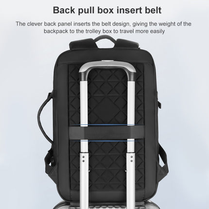 OUMANTU 2023 Large Capacity Waterproof Laptop Backpack Business Travel Shoulders Bag with External USB Charging Port(Black)-garmade.com